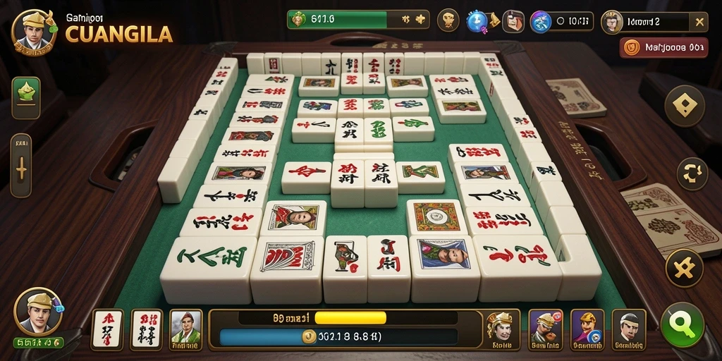 Tampilan gameplay seru CUANGILA dengan aksen Mahjong yang menarik.