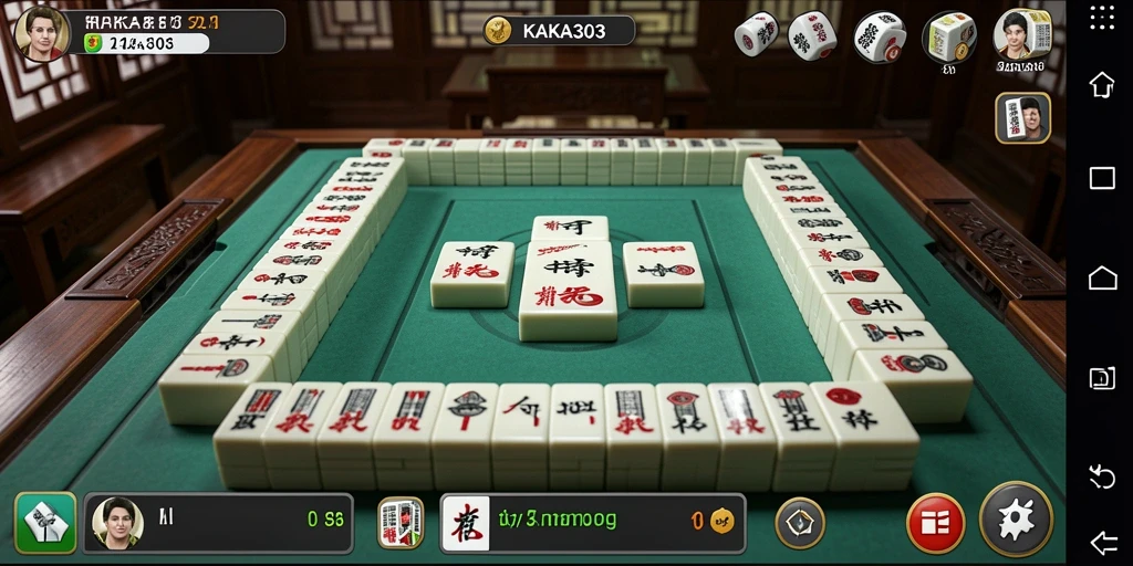 Tampilan gameplay KAKA303 dengan suasana Mahjong yang mendebarkan.