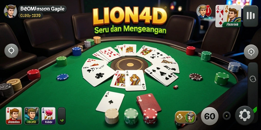 Tampilan gameplay LION4D yang menarik saat bermain Gaple.