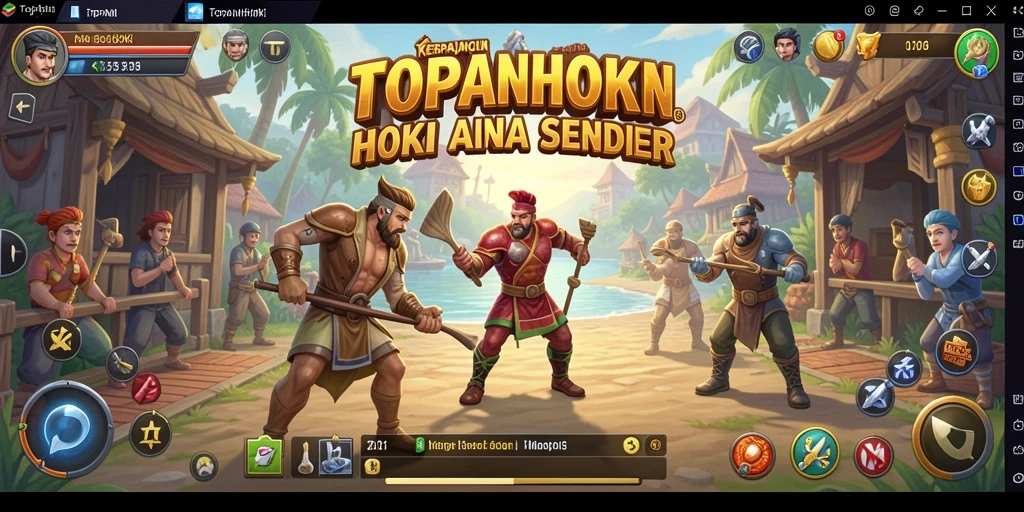 Screenshot utama gameplay <strong>TOPANHOKI</strong> menampilkan suasana pertarungan hoki yang mendebarkan.