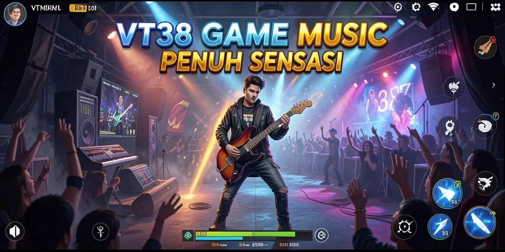 Tampilan screenshot gameplay VT38 dengan banyak pilihan lagu menarik.
